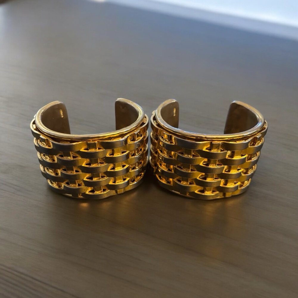 Chanel 1950’s set of Gold Woven Cuff Bracelets